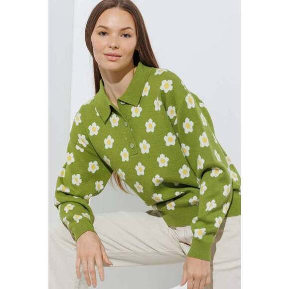 Floral Print Sweater Knit Top - Picture 5 of 7